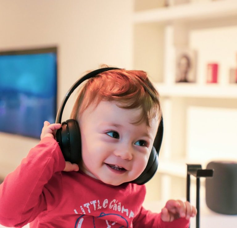 Small child with earphones Small Child with earphones